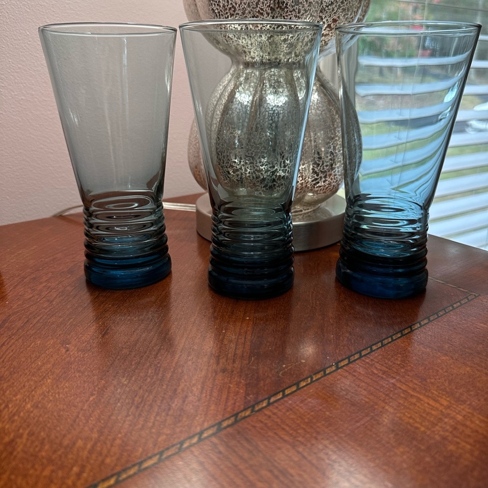 Vintage Libbey Nexus blue glass tumblers